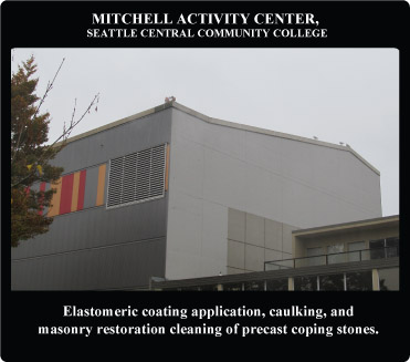 Mitchell Activity Center, Seattle Central Community College, finished exterior showing precast coping stones